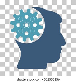 Cyan And Blue Head Gear interface toolbar icon. Vector pictograph style is a flat bicolor symbol on chess transparent background.