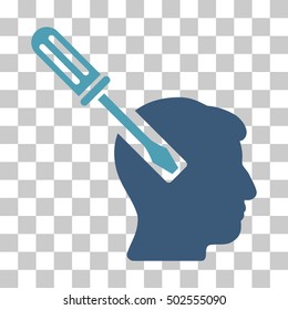 Cyan And Blue Head Screwdriver Tuning toolbar icon. Vector pictograph style is a flat bicolor symbol on chess transparent background.