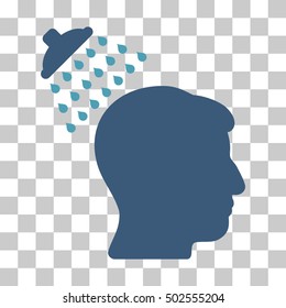 Cyan And Blue Head Shower interface toolbar pictogram. Vector pictogram style is a flat bicolor symbol on chess transparent background.