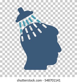 Cyan And Blue Head Shower toolbar icon. Vector pictogram style is a flat bicolor symbol on chess transparent background.