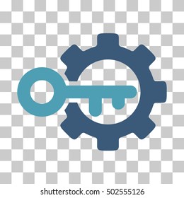 Cyan And Blue Key Options interface toolbar pictogram. Vector pictogram style is a flat bicolor symbol on chess transparent background.