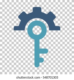 Cyan And Blue Key Options toolbar icon. Vector pictogram style is a flat bicolor symbol on chess transparent background.