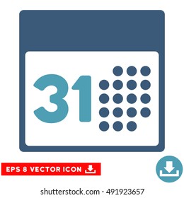 Cyan And Blue Last Month Day EPS vector icon. Illustration style is flat iconic bicolor symbol on a white background.
