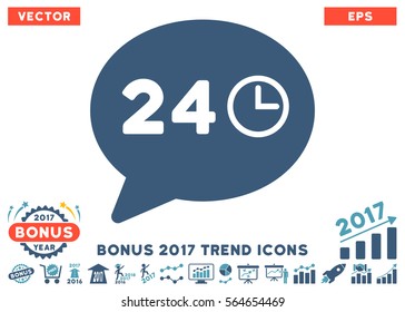 Cyan And Blue Message Hours pictogram with bonus 2017 year trend pictograms. Vector illustration style is flat iconic bicolor symbols, white background.