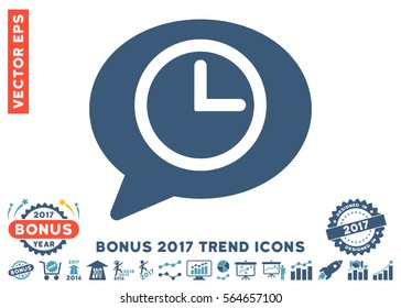 Cyan And Blue Message Time pictogram with bonus 2017 trend elements. Vector illustration style is flat iconic bicolor symbols, white background.