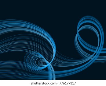 Cyan blue multiple intersecting lines, tech fibers motion. Vector abstract flowing curves pattern background, geometric design. Futuristic smoky vector pattern for cover, banner layout.