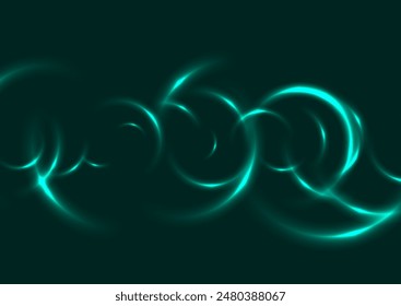 Cyan blue neon glowing shiny circles abstract background. Vector futuristic design