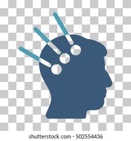 Cyan And Blue Neural Interface toolbar icon. Vector pictogram style is a flat bicolor symbol on chess transparent background.
