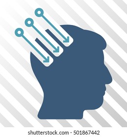 Cyan And Blue Neuro Interface interface toolbar pictogram. Vector pictograph style is a flat bicolor symbol on diagonal hatch transparent background.