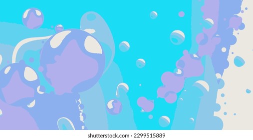 Burbuja inflada del océano azul cian, fondo de textura de color neón