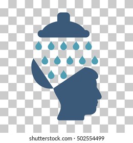 Cyan And Blue Open Brain Shower toolbar icon. Vector pictograph style is a flat bicolor symbol on chess transparent background.