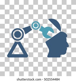 Cyan And Blue Open Head Surgery Manipulator interface toolbar icon. Vector pictograph style is a flat bicolor symbol on chess transparent background.