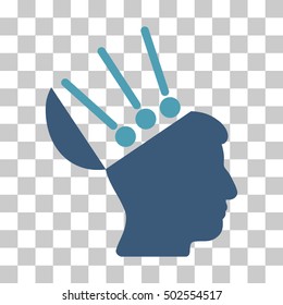 Cyan And Blue Open Mind Interface interface icon. Vector pictograph style is a flat bicolor symbol on chess transparent background.