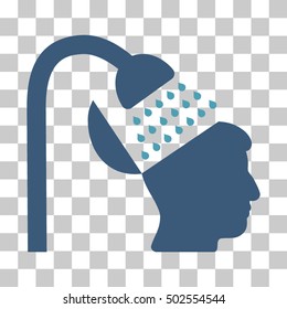 Cyan And Blue Open Mind Shower interface icon. Vector pictograph style is a flat bicolor symbol on chess transparent background.