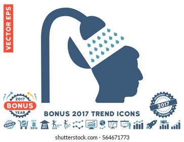 Cyan And Blue Open Mind Shower pictogram with bonus 2017 trend elements. Vector illustration style is flat iconic bicolor symbols, white background.