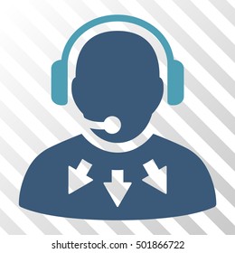 Cyan And Blue Operator Message interface icon. Vector pictograph style is a flat bicolor symbol on diagonal hatch transparent background.