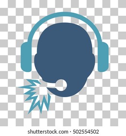 Cyan And Blue Operator Message toolbar icon. Vector pictograph style is a flat bicolor symbol on chess transparent background.