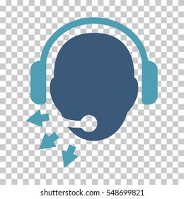 Cyan And Blue Operator Message toolbar icon. Vector pictogram style is a flat bicolor symbol on chess transparent background.