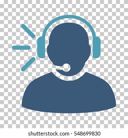 Cyan And Blue Operator Message toolbar pictogram. Vector pictograph style is a flat bicolor symbol on chess transparent background.