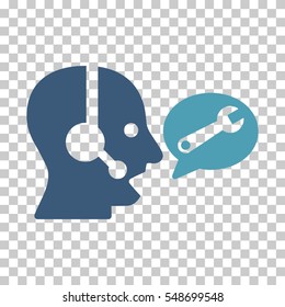 Cyan And Blue Operator Service Message interface pictogram. Vector pictogram style is a flat bicolor symbol on chess transparent background.