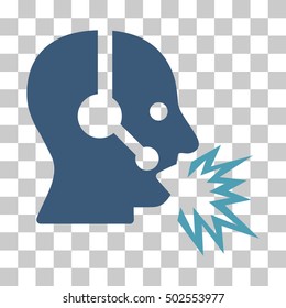 Cyan And Blue Operator Shout interface toolbar pictogram. Vector pictogram style is a flat bicolor symbol on chess transparent background.