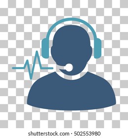 Cyan And Blue Operator Signal interface icon. Vector pictogram style is a flat bicolor symbol on chess transparent background.