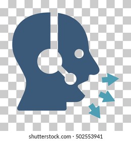 Cyan And Blue Operator Speak toolbar icon. Vector pictogram style is a flat bicolor symbol on chess transparent background.