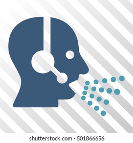 Cyan And Blue Operator Speech interface toolbar icon. Vector pictogram style is a flat bicolor symbol on diagonal hatch transparent background.