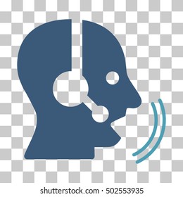 Cyan And Blue Operator Speech interface pictogram. Vector pictograph style is a flat bicolor symbol on chess transparent background.