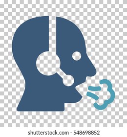 Cyan And Blue Operator Speech interface pictogram. Vector pictograph style is a flat bicolor symbol on chess transparent background.