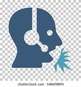 Cyan And Blue Operator Speech toolbar icon. Vector pictograph style is a flat bicolor symbol on chess transparent background.