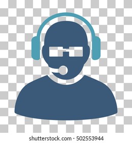 Cyan And Blue Operator toolbar pictogram. Vector pictograph style is a flat bicolor symbol on chess transparent background.