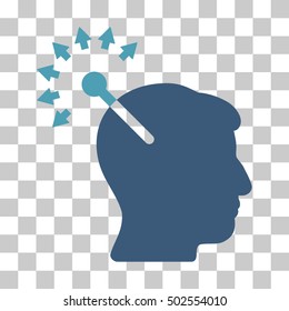 Cyan And Blue Optical Neural Interface interface pictogram. Vector pictograph style is a flat bicolor symbol on chess transparent background.