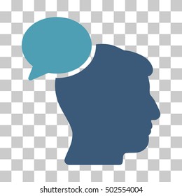 Cyan And Blue Person Idea interface pictogram. Vector pictogram style is a flat bicolor symbol on chess transparent background.