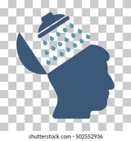 Cyan And Blue Propaganda Brain Shower toolbar pictogram. Vector pictogram style is a flat bicolor symbol on chess transparent background.