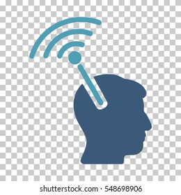 Cyan And Blue Radio Neural Interface interface icon. Vector pictogram style is a flat bicolor symbol on chess transparent background.