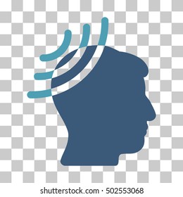 Cyan And Blue Radio Reception Head toolbar pictogram. Vector pictogram style is a flat bicolor symbol on chess transparent background.