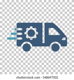 Cyan And Blue Service Car interface icon. Vector pictograph style is a flat bicolor symbol on chess transparent background.