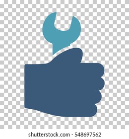 Cyan And Blue Service Hand interface icon. Vector pictogram style is a flat bicolor symbol on chess transparent background.