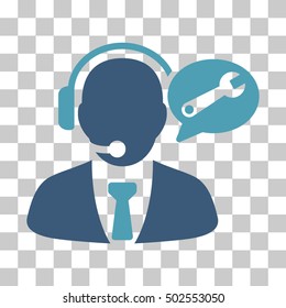 Cyan And Blue Service Manager Message interface icon. Vector pictogram style is a flat bicolor symbol on chess transparent background.