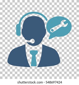 Cyan And Blue Service Manager Message interface toolbar icon. Vector pictogram style is a flat bicolor symbol on chess transparent background.