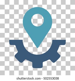 Cyan And Blue Service Map Marker toolbar pictogram. Vector pictogram style is a flat bicolor symbol on chess transparent background.