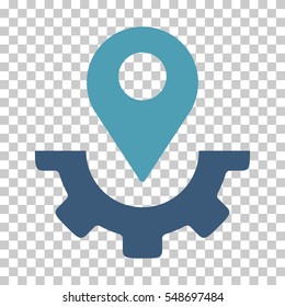 Cyan And Blue Service Map Marker interface toolbar icon. Vector pictogram style is a flat bicolor symbol on chess transparent background.