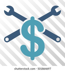 Cyan And Blue Service Price interface pictogram. Vector pictogram style is a flat bicolor symbol on diagonal hatch transparent background.