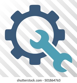 Cyan And Blue Service Tools interface toolbar pictogram. Vector pictogram style is a flat bicolor symbol on diagonal hatch transparent background.