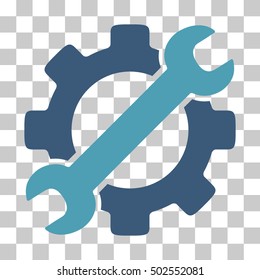 Cyan And Blue Service Tools interface toolbar pictogram. Vector pictogram style is a flat bicolor symbol on chess transparent background.