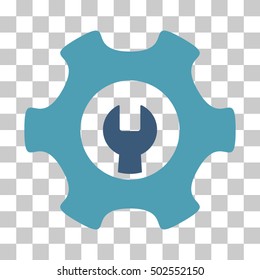 Cyan And Blue Service Tools interface toolbar pictogram. Vector pictograph style is a flat bicolor symbol on chess transparent background.