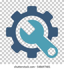 Cyan And Blue Service Tools interface icon. Vector pictograph style is a flat bicolor symbol on chess transparent background.