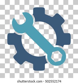 Cyan And Blue Service Tools toolbar pictogram. Vector pictogram style is a flat bicolor symbol on chess transparent background.