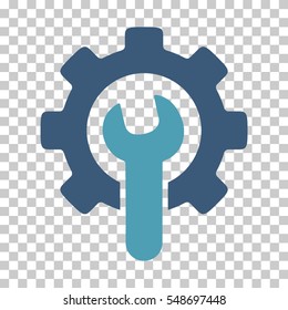 Cyan And Blue Service Tools toolbar pictogram. Vector pictogram style is a flat bicolor symbol on chess transparent background.